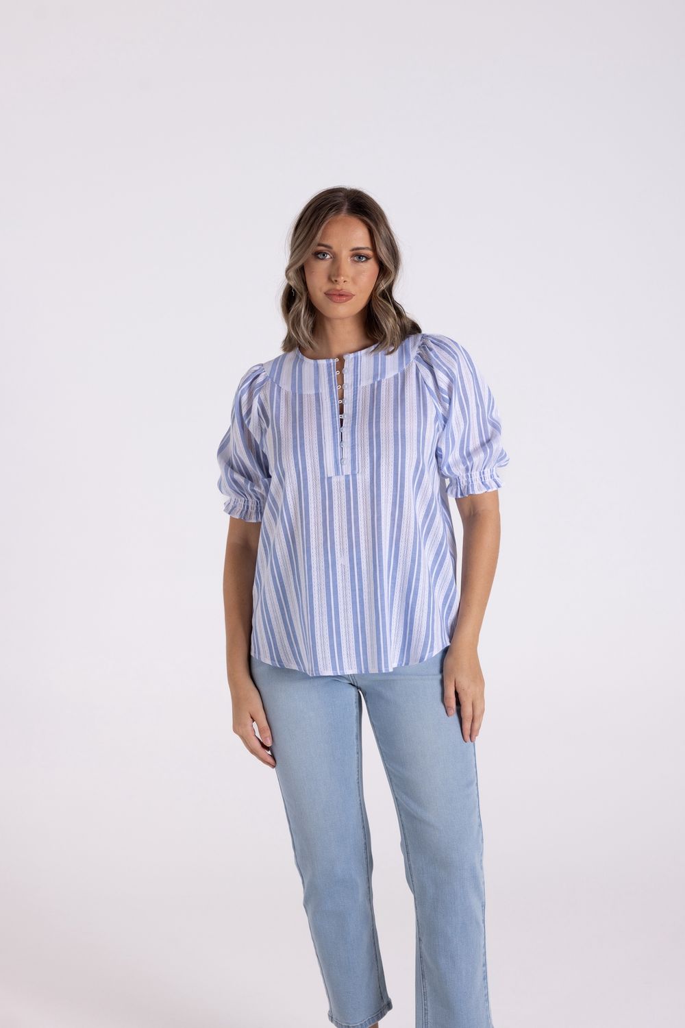 Two T&#39;s Cotton Striped Lace Top