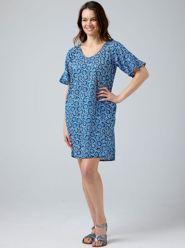 Cake Kim Dress Blue White Flowers