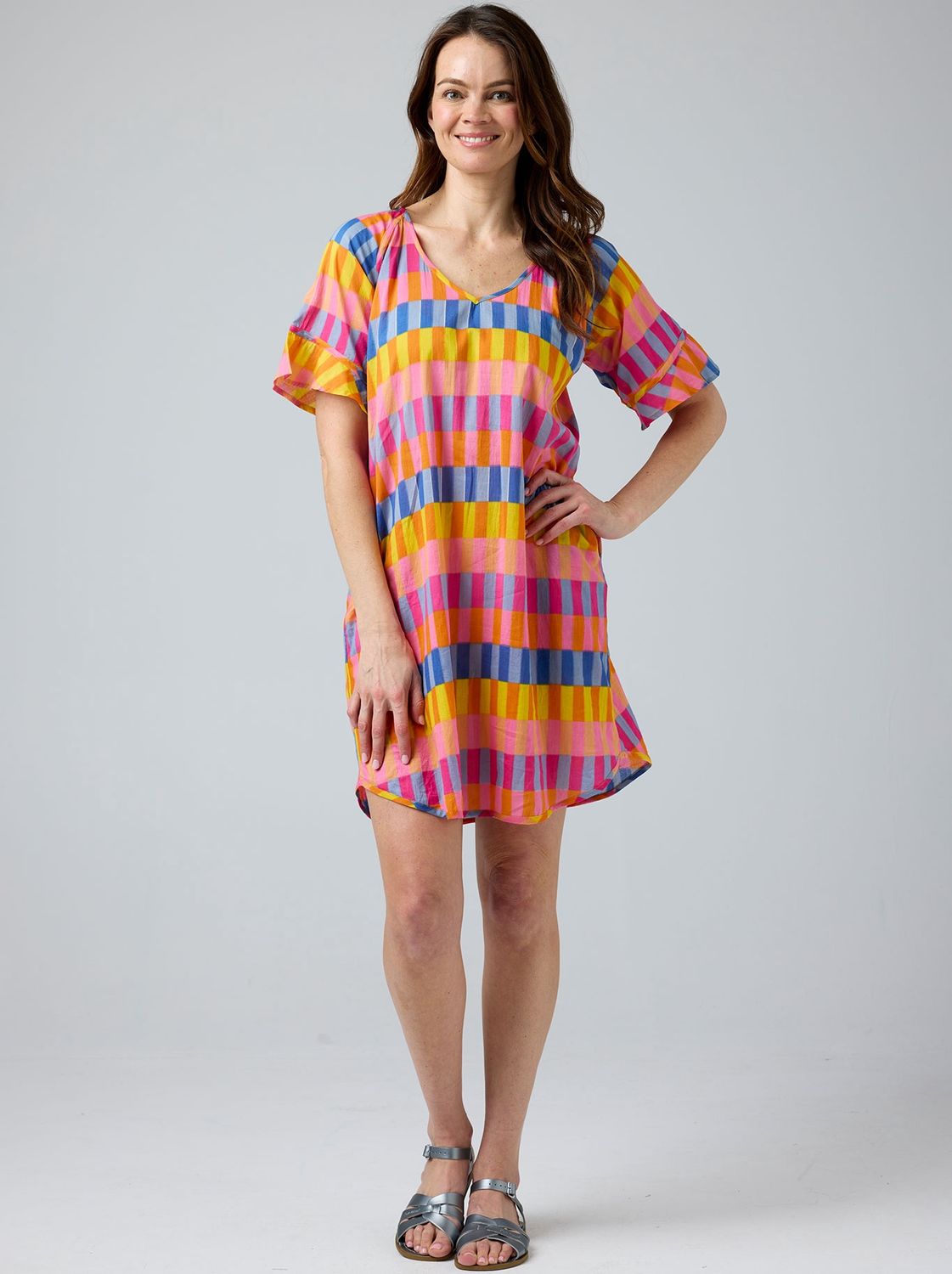 Cake Kim Dress Pink Yellow Blue Tile