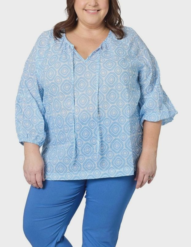 Gordon Smith Mosaic Print Top Blue