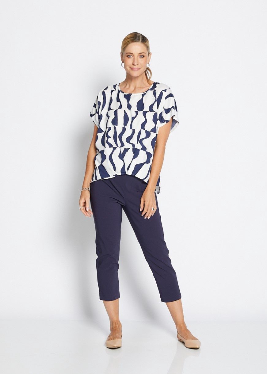 Philosophy Pleat Hem Tee Trapeze Navy Circus