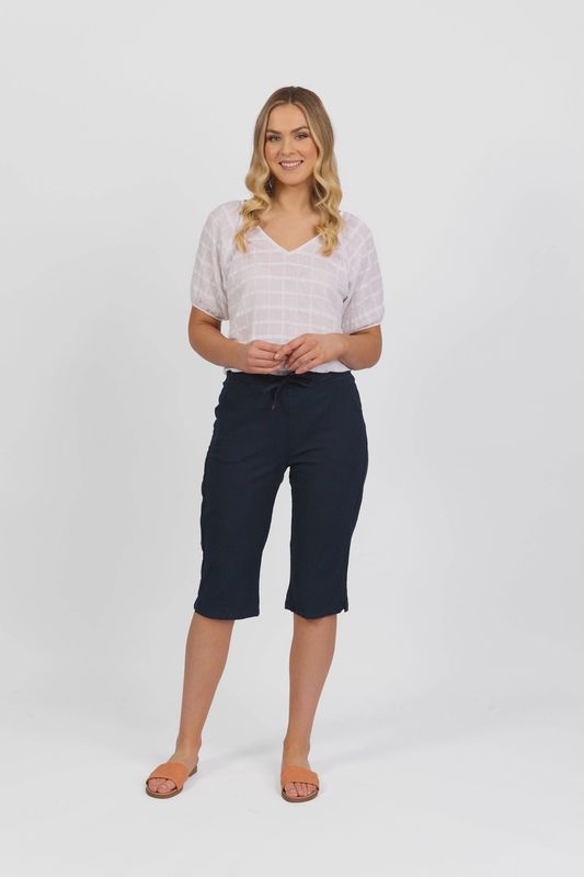 Vassalli Below Knee Skinny Leg Elastic Waist Pant Ink