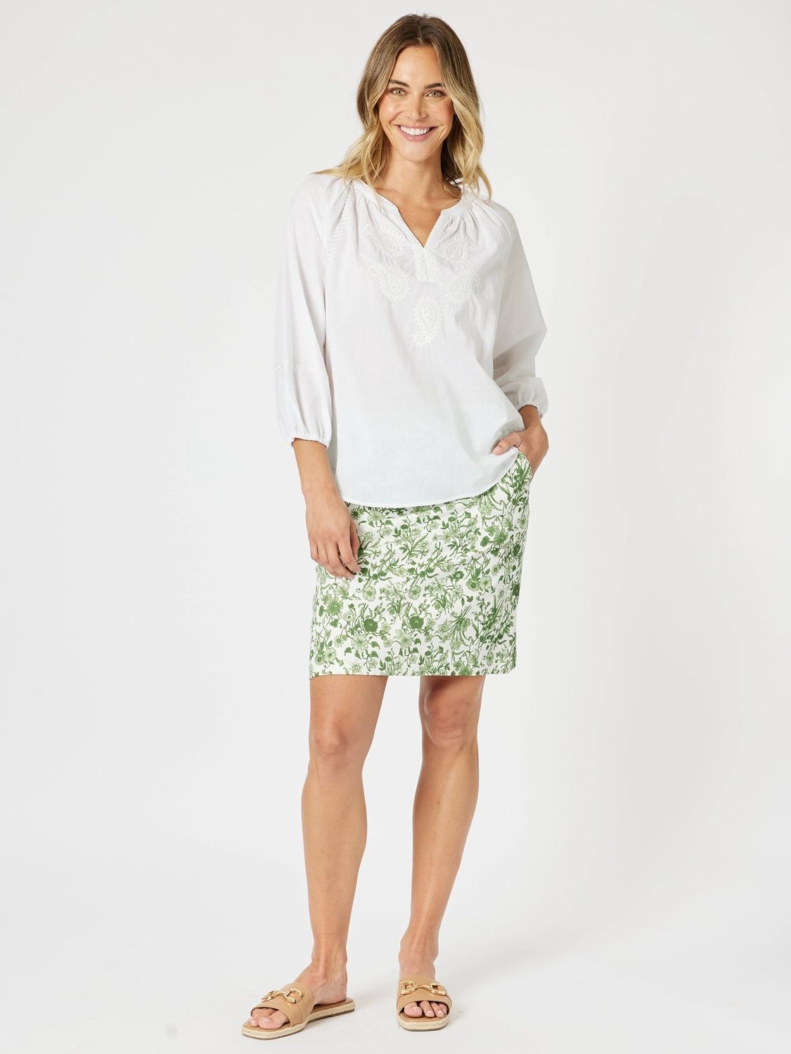 Gordon Smith Coastal Embroidery Top White