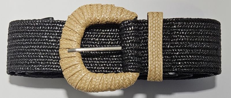 Hinako Braided Buckle Stretch Belt Black