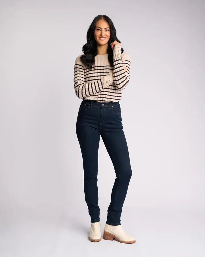 Vassalli REIGNSkinny Leg F/L Basket Weave Pocket Jean Indigo