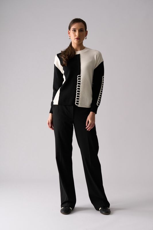 Foil Stitch Up Sweater Mono Mix