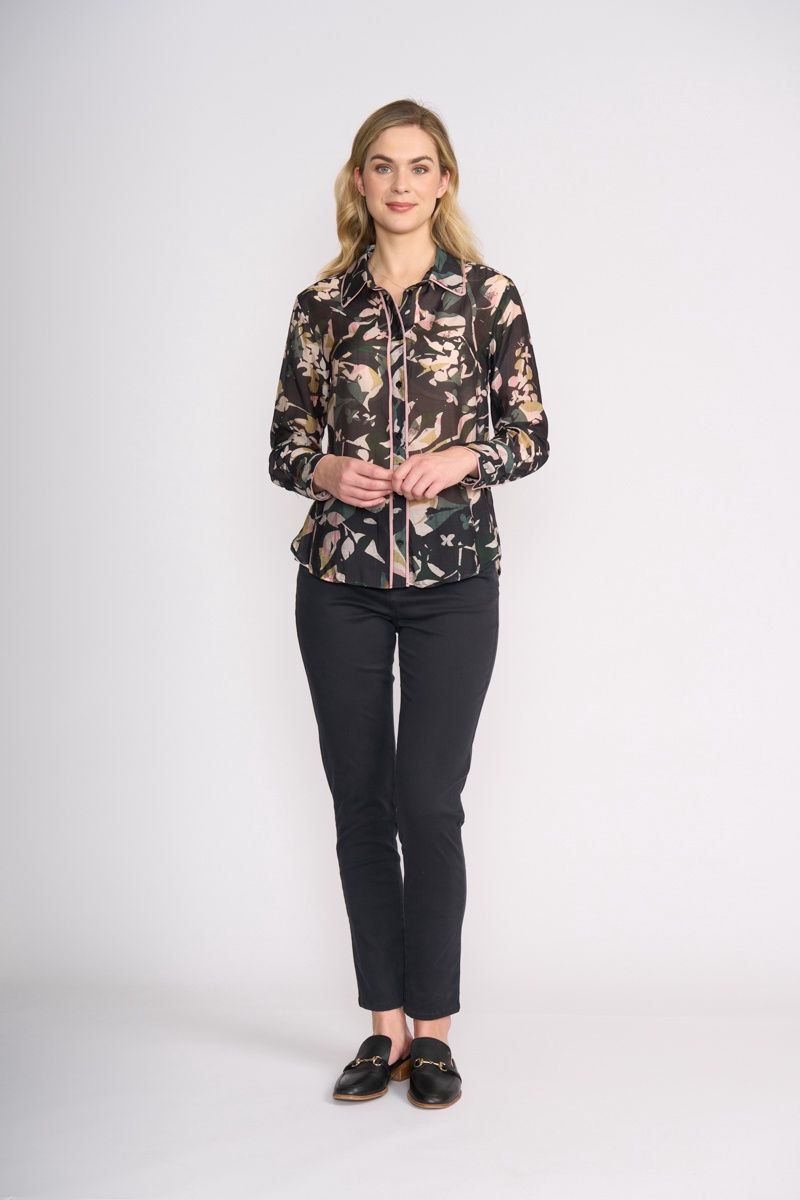 Foil Pipe Up Shirt Shadow Leaf