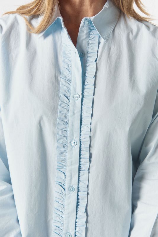 Goondiwindi Front Ruffle Shirt Skyride Blue