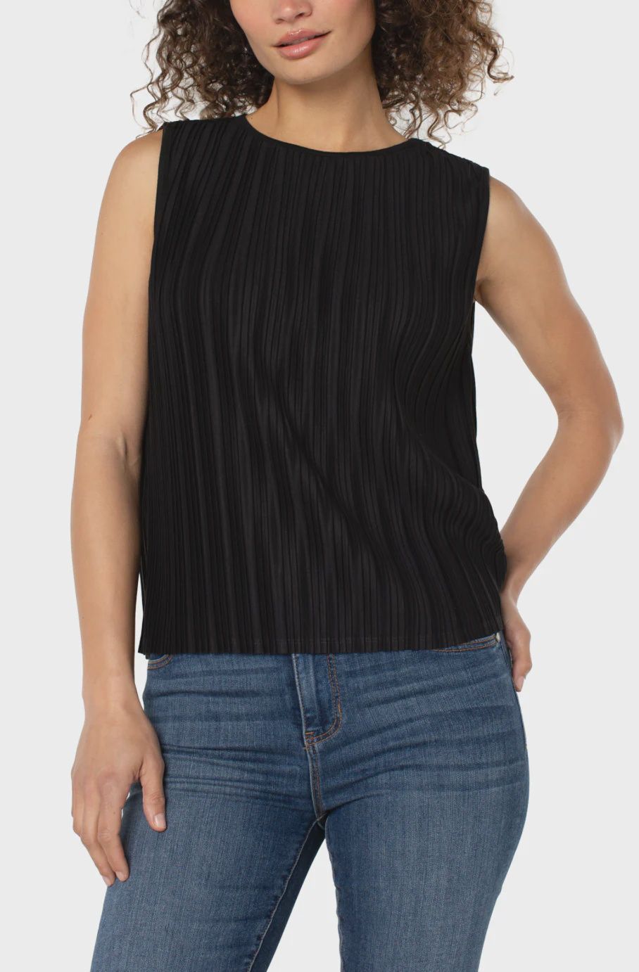 Liverpool Sleeveless Crew Neck Knit Top Black