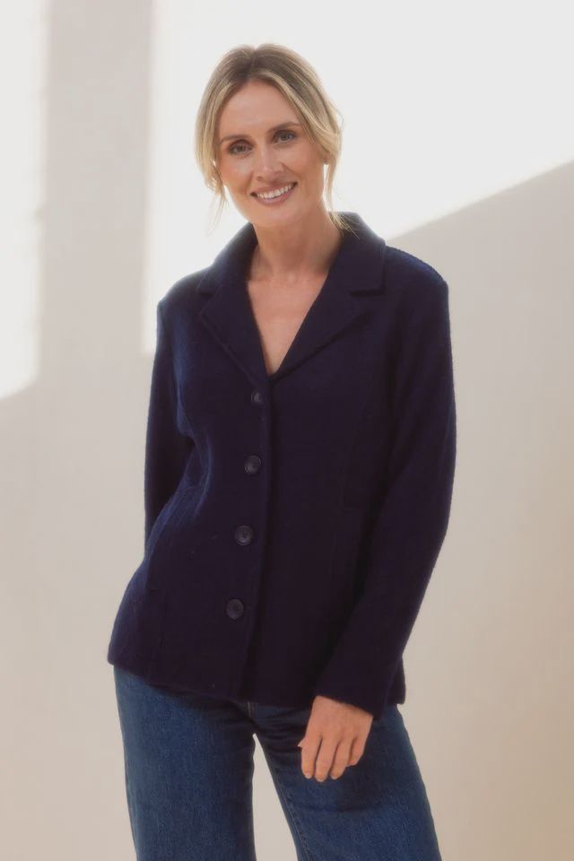 See Saw Boiled Wool Blazer Navy