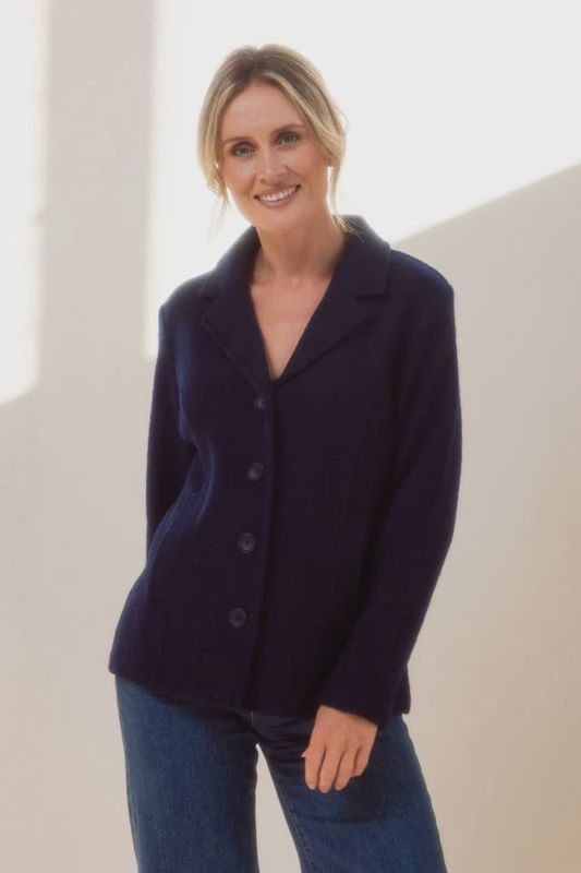 See Saw Boiled Wool Blazer Navy