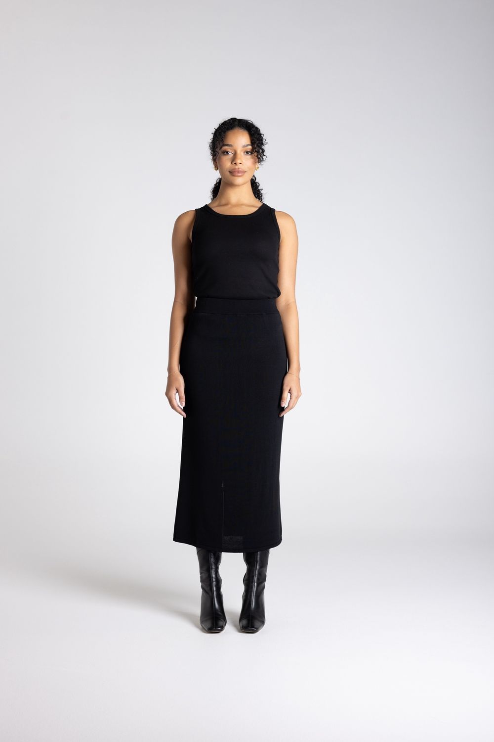 Two T's Milano Knit Long Skirt Black