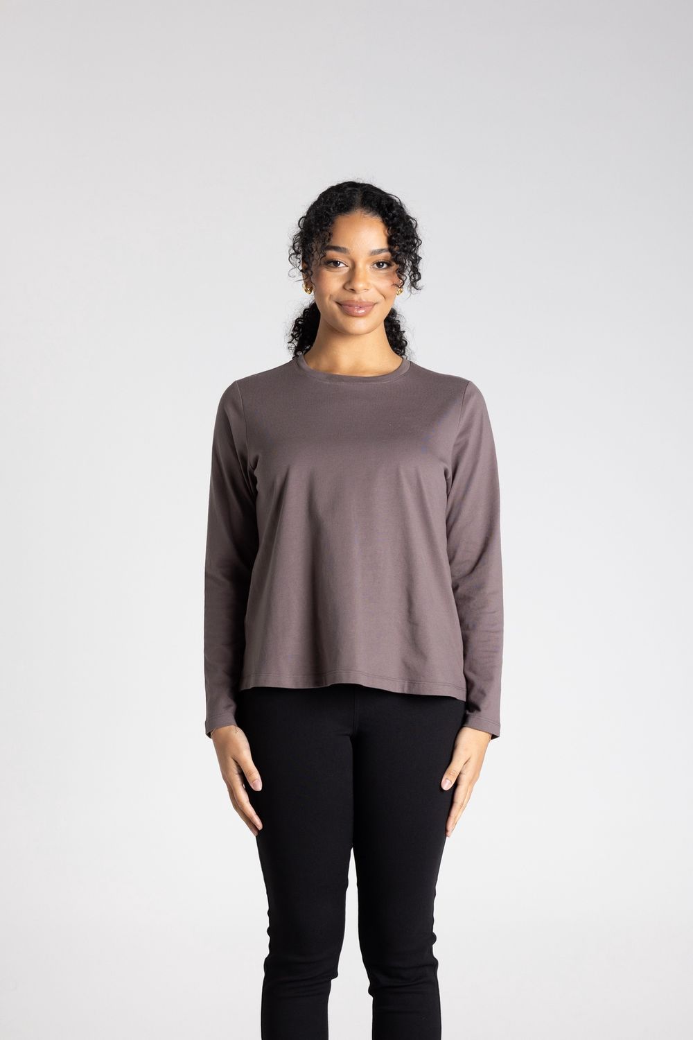 Two T's Crew Neck Long Sleeve T-shirt Slate