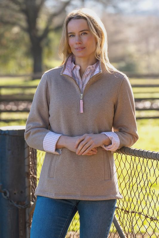 Thomas Cook Lydia 1/4 Zip Rugby Taupe Marle