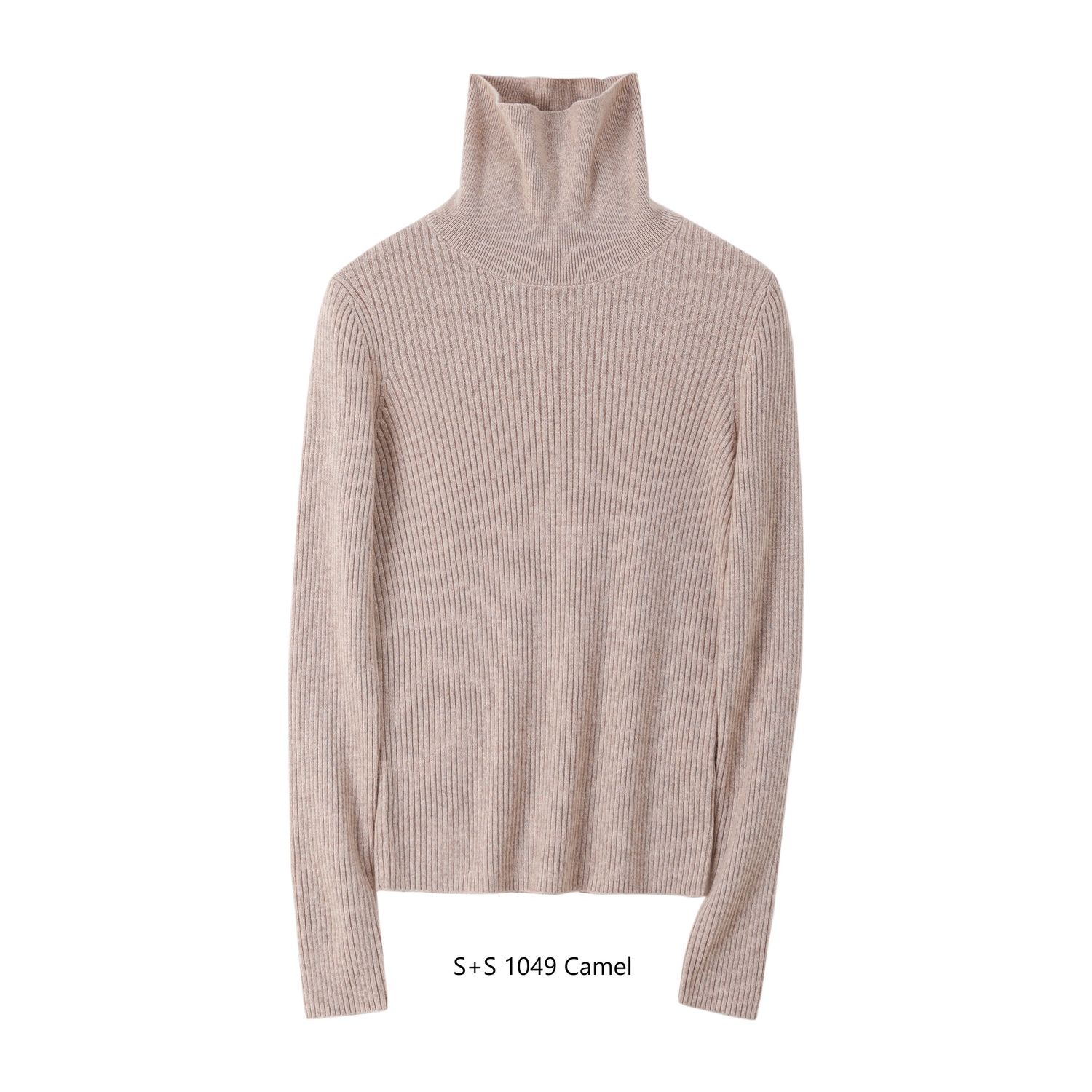 Stitch &amp; Story Roll Neck Wool Cashmere Sweater Camel