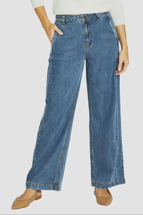 Jump Soft Rivet Detail Jean Mid Blue