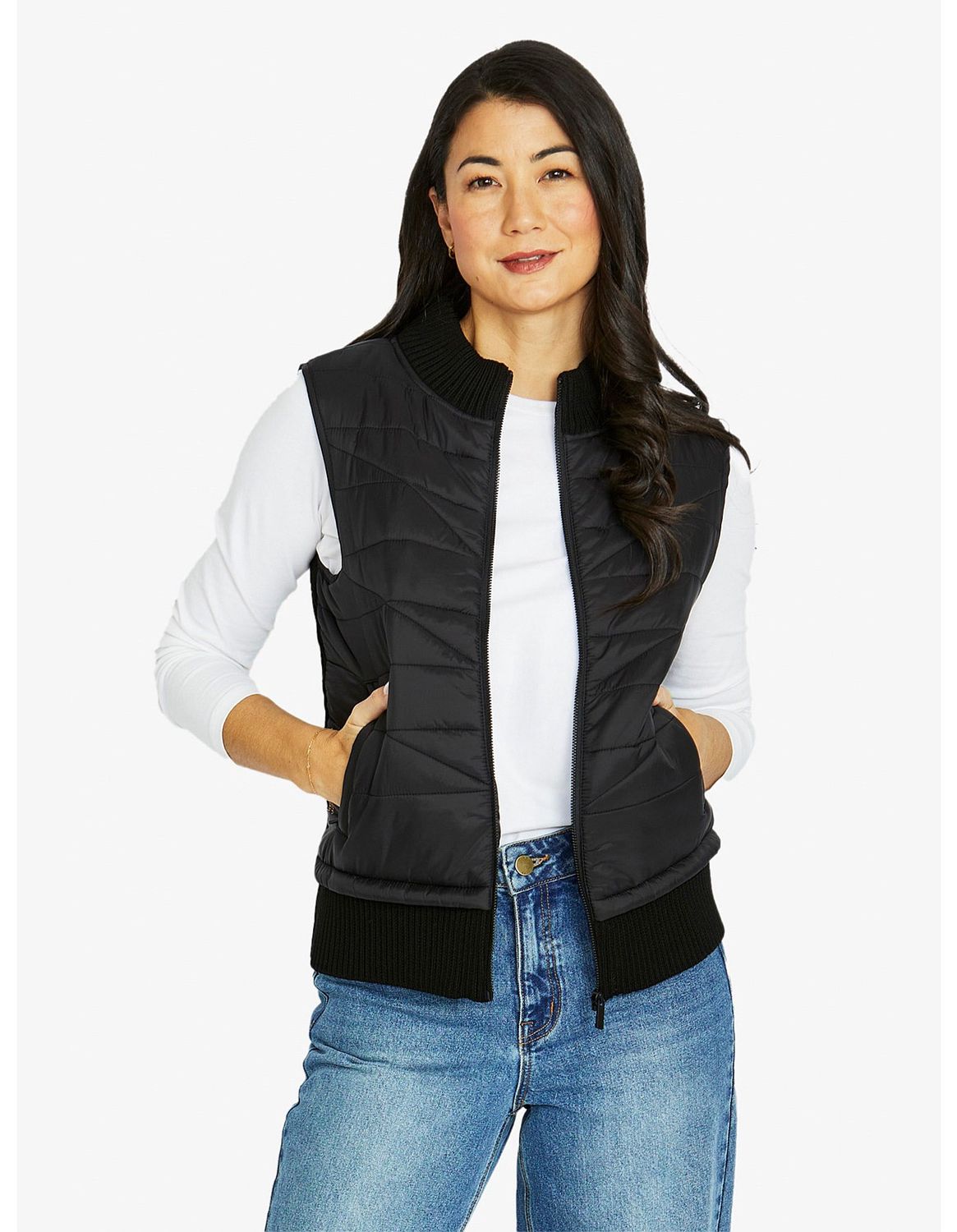 Jump Knit Back Vest Black