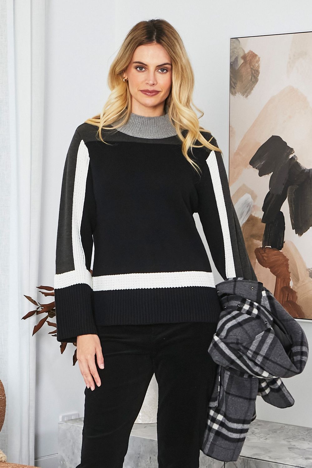 Ping Pong Ally Colour Block Pullover Grey Multi