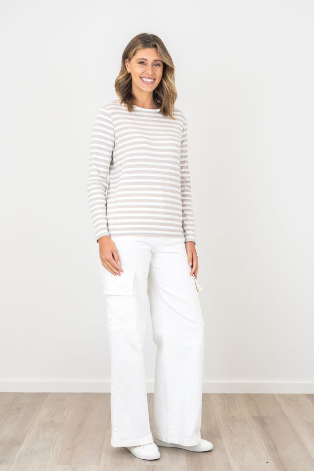 Renoma Heidi Long Sleeve Lurex Stripe Stone