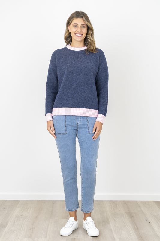 Bromley Clara Trimmed Sweater Denim