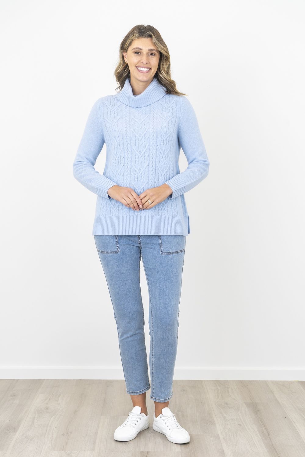 Bromley Edith Wool Cable Sweater Ice