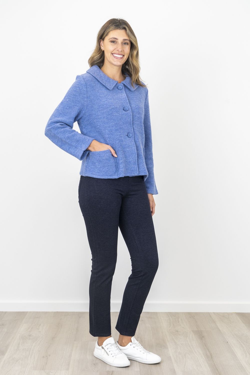 Bromley Collared Boiled Wool Jacket Wedgewood