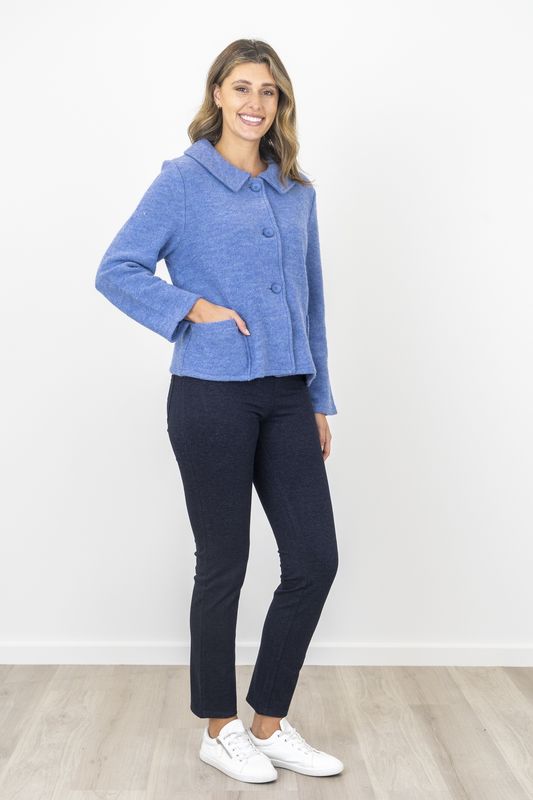 Bromley Collared Boiled Wool Jacket Wedgewood