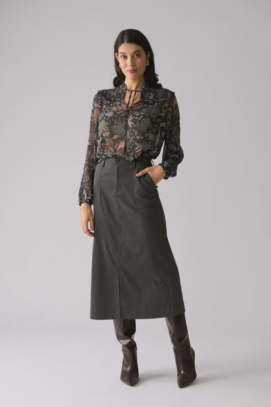 Foil Suave Operator Skirt Dark Sage