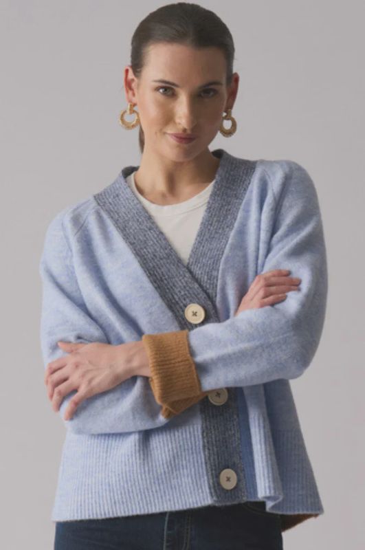 Foil Plush Love Cardi Blue Combo