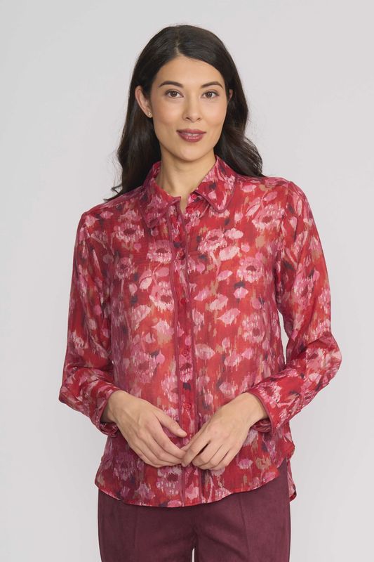 Foil Pipe Up Shirt Winter Blooms