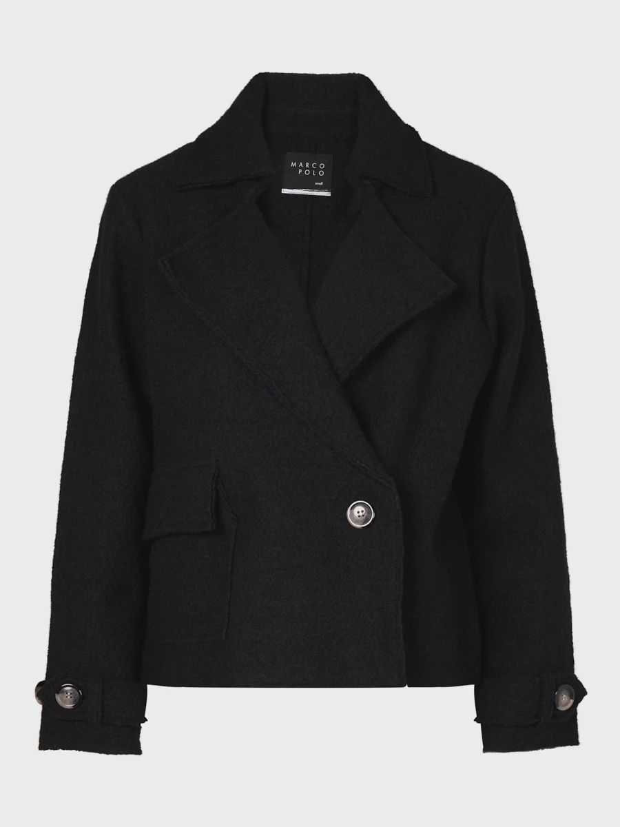 Marco Polo Cropped Boiled Wool Jacket Black