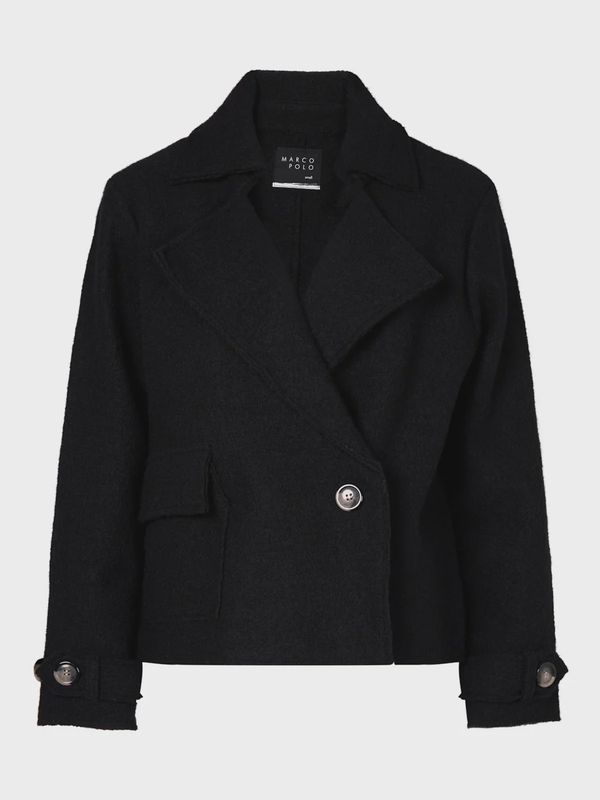 Marco Polo Cropped Boiled Wool Jacket Black
