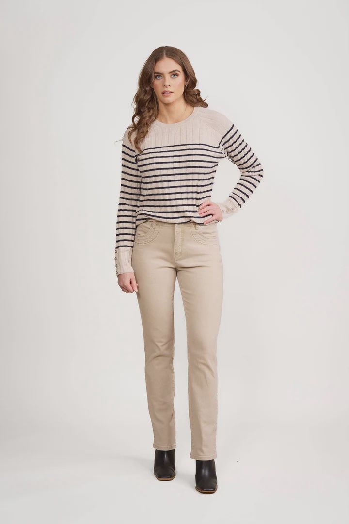 Vassalli Studio Jean Slim Leg Full Length Oat Denim