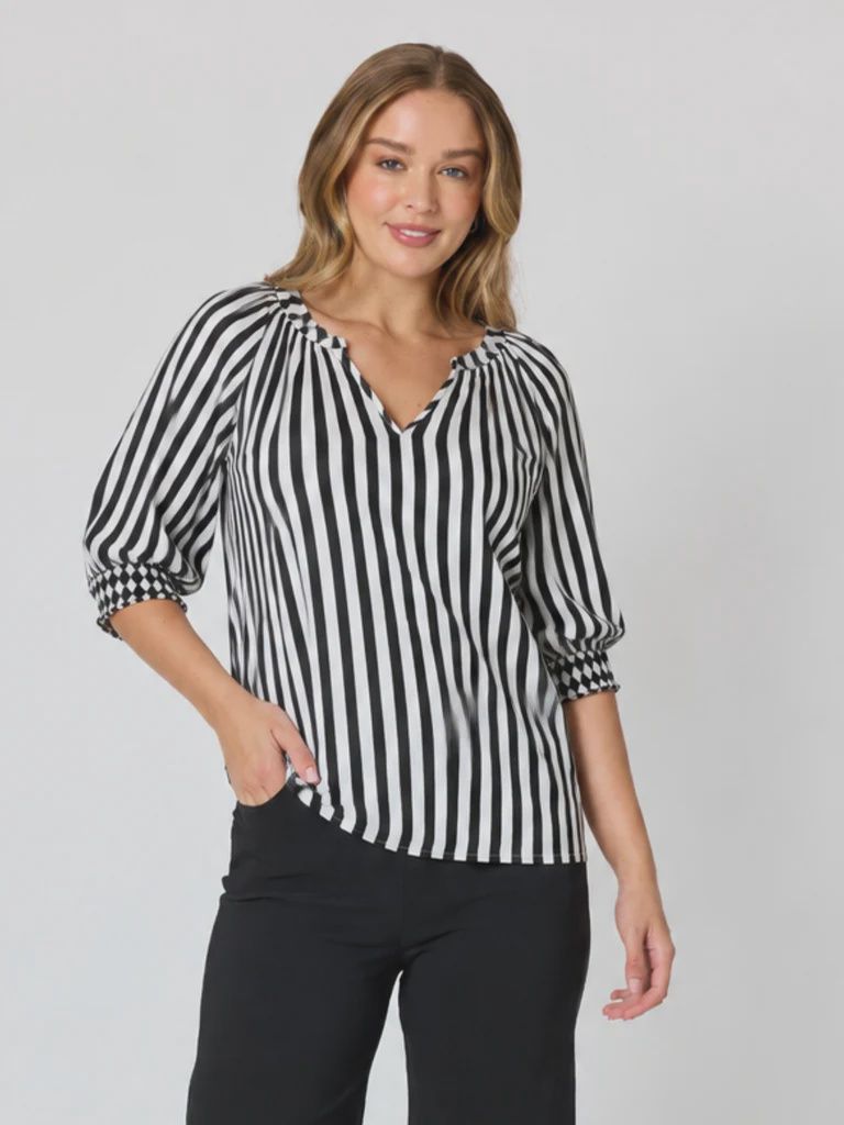 Threadz Kalahari Stripe Tunic Black/ White