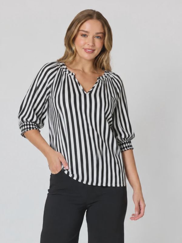 Threadz Kalahari Stripe Tunic Black/ White