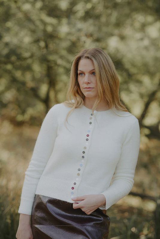 Fields Crew Cardi with Multi Buttons White