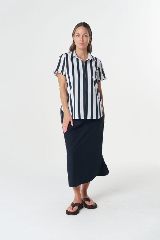 Goondiwindi Dune Ruffle Sleeve Shirt Hamilton Stripe