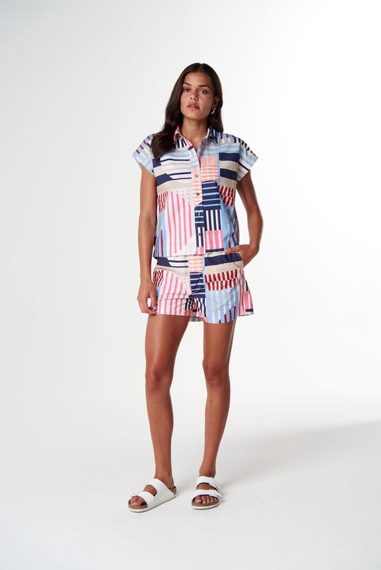 Cloth Paper Scissors Sun Daze Cap Sleeve Shirt Gypsy Print