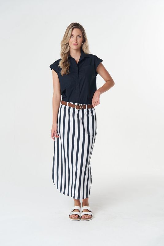 Goondiwindi Shellbay Side Split Skirt Hamilton Stripe