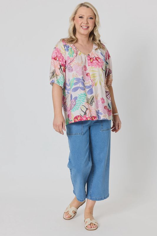 Gordon Smith Desert Rose Print Top Pink/Multi