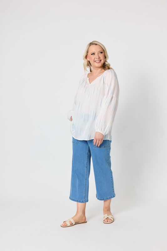 Gordon Smith Sail Stripe Top White Multi