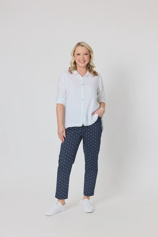 Gordon Smith Tropez Print Pant Navy/White