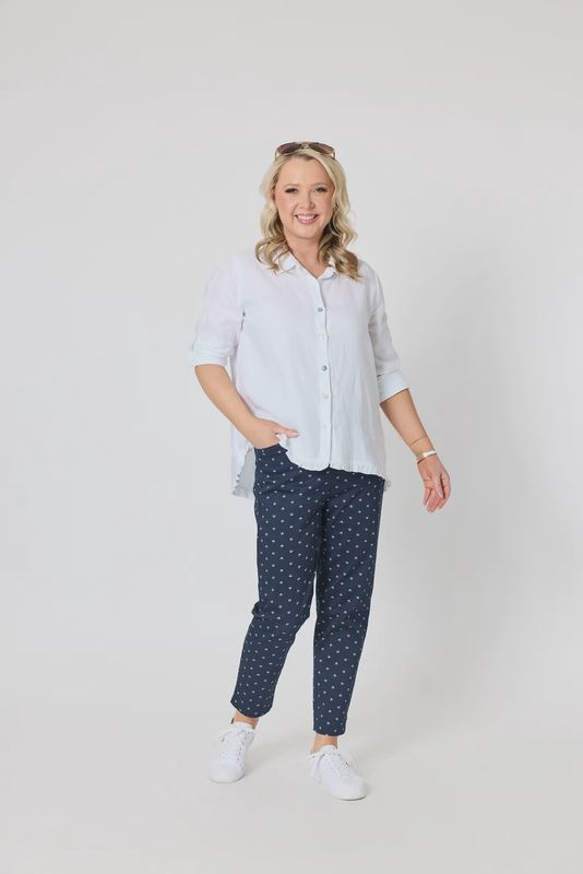 Gordon Smith Tropez Print Pant Navy/White
