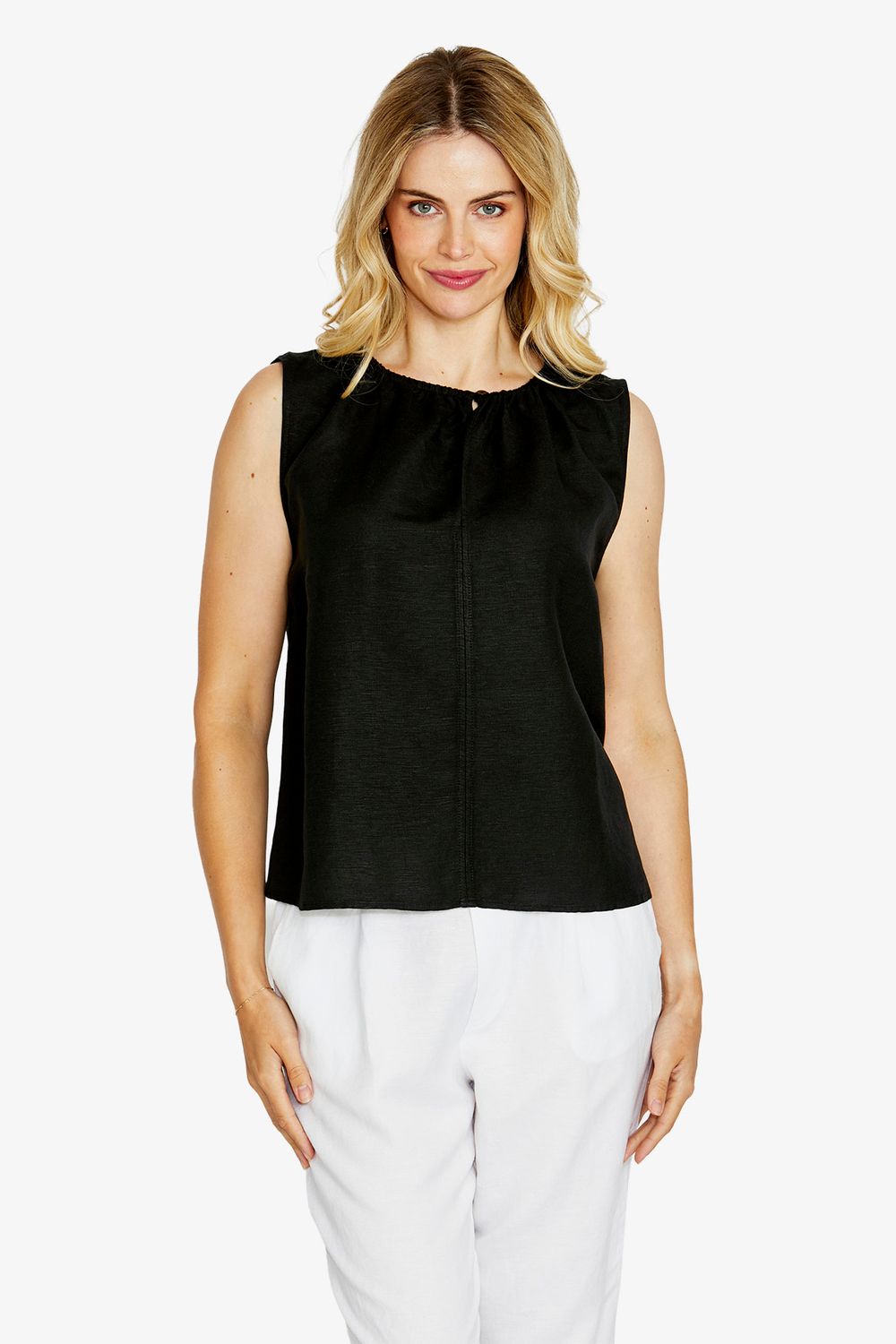 Ping Pong Olivia Keyhole Sleeveeless Top Black