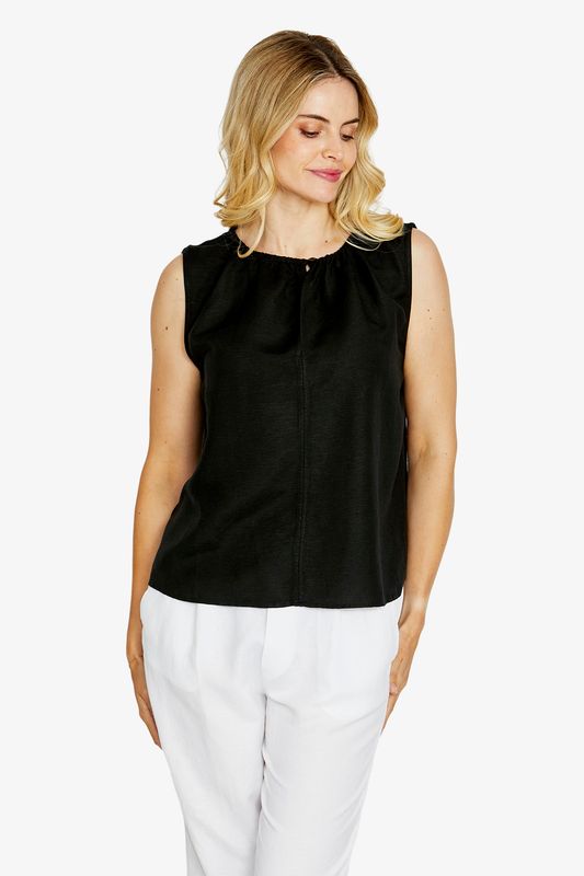 Ping Pong Olivia Keyhole Sleeveeless Top Black