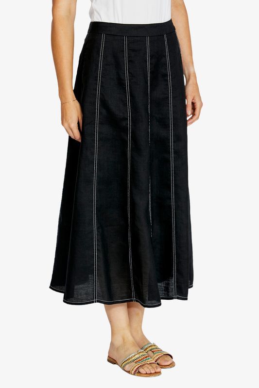 Ping Pong Rita Contrast Stitch Panel Skirt Black/White