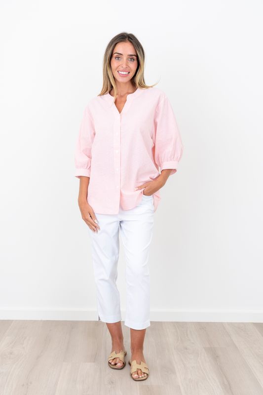Renoma Bella Stripe Shirt Coral
