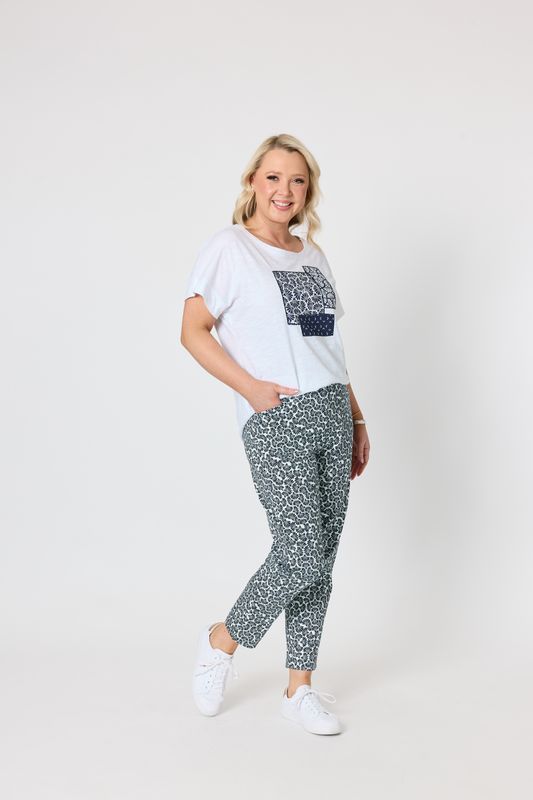Gordon Smith Oasis Print Pant Navy/White