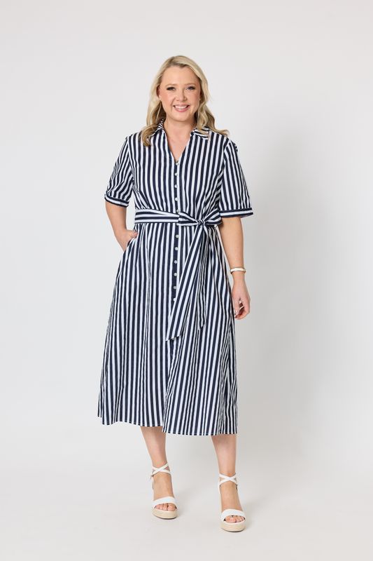 Gordon Smith Riviera Stripe Shirtdress Navy/White