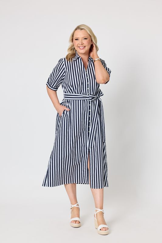 Gordon Smith Riviera Stripe Shirtdress Navy/White